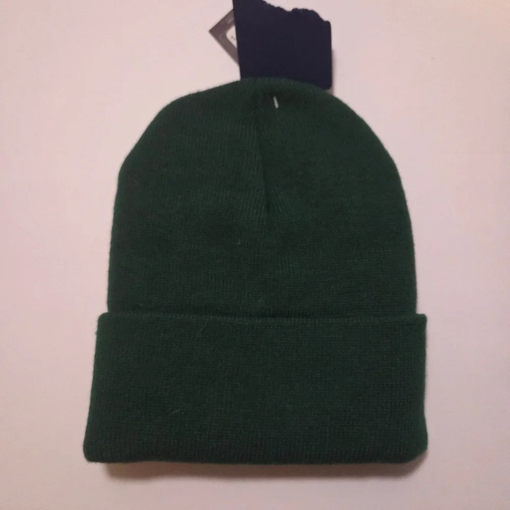 Ariat Rebar Work Beanie Mens Forest Green Cuffed Knit Logo Hat NEW